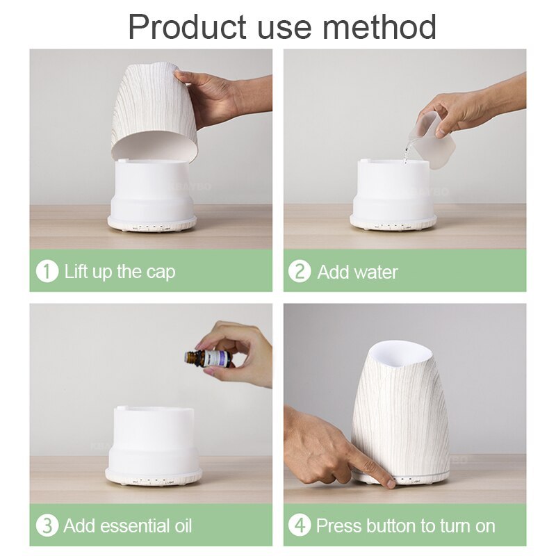 3-in-1 Aroma Diffuser, Humidifier & Air Purifier – LED Wood Grain.
