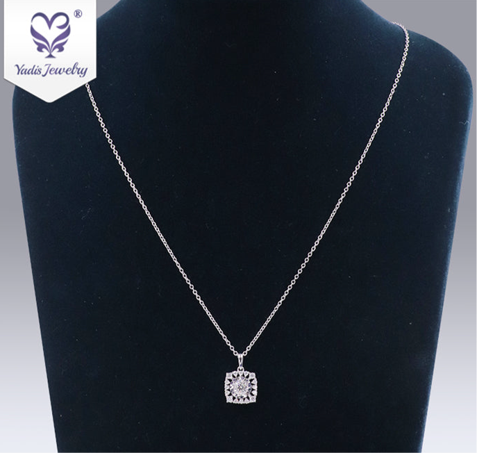 YADIS-2023 | Luxury Fine Sunflower Pendant | 10k White Gold | 16-Inch Length.