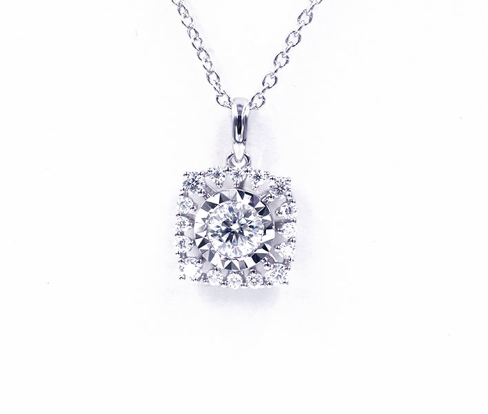 YADIS-2023 | Luxury Fine Sunflower Pendant | 10k White Gold | 16-Inch Length.