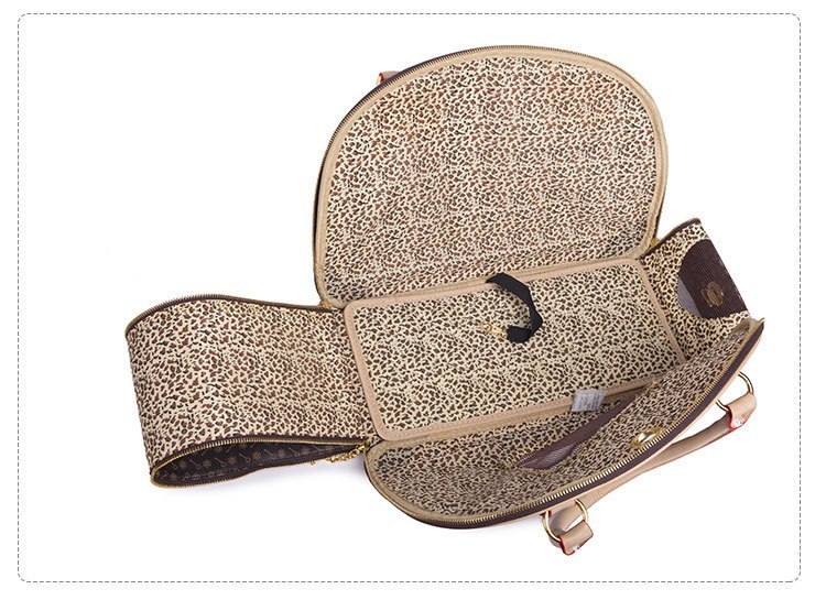 Practical Pet Travel Bag – PU Embossed Carrier for Cats & Small Dogs.