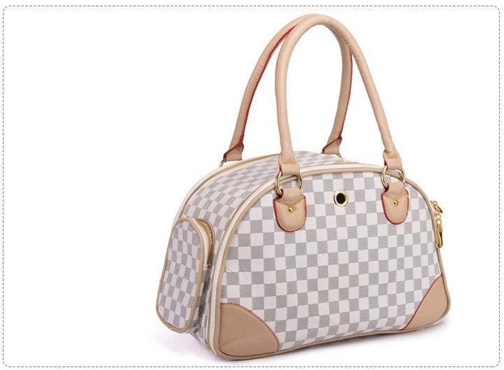Practical Pet Travel Bag – PU Embossed Carrier for Cats & Small Dogs.