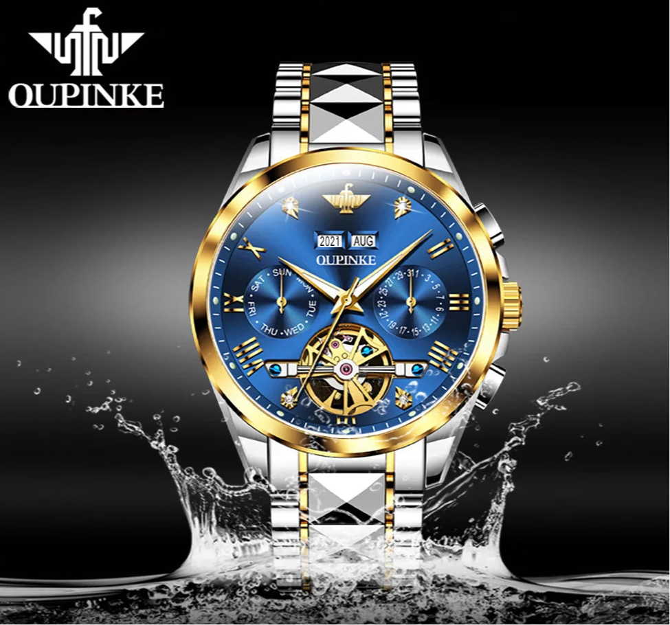 OUPINKE - Automatic Mechanical Watch for Men | 50M Waterproof | Sapphire Mirror | Luxury High Level Wristwtch.