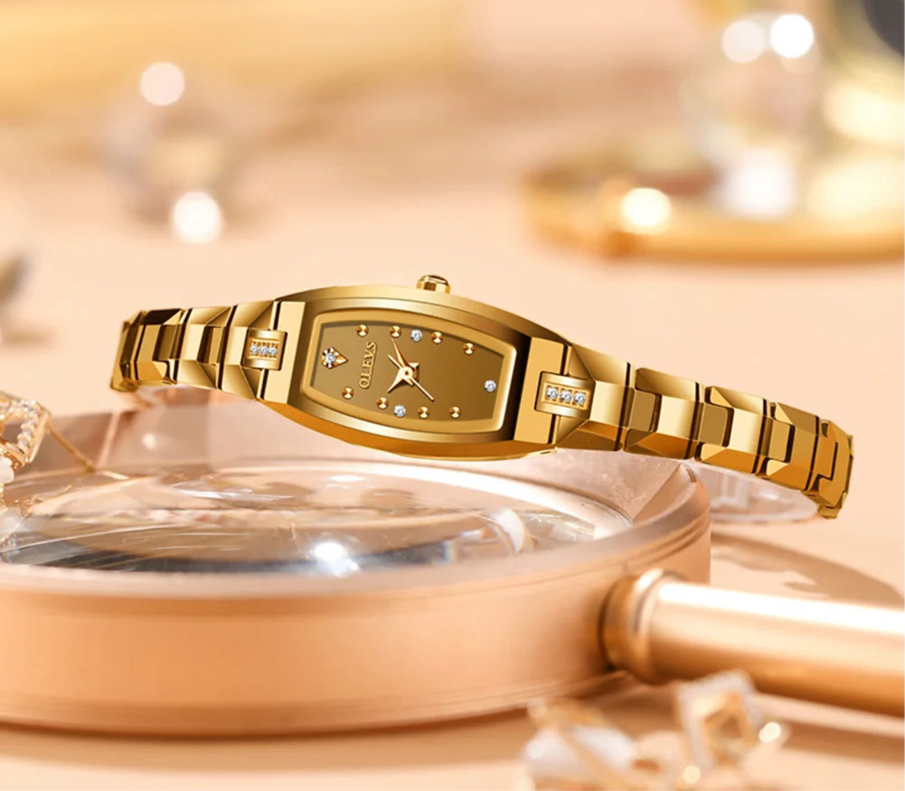 OLEVS E59BB | Luxury Gold Watch | Small Diamond Dial | Women’s Classic Fashion.