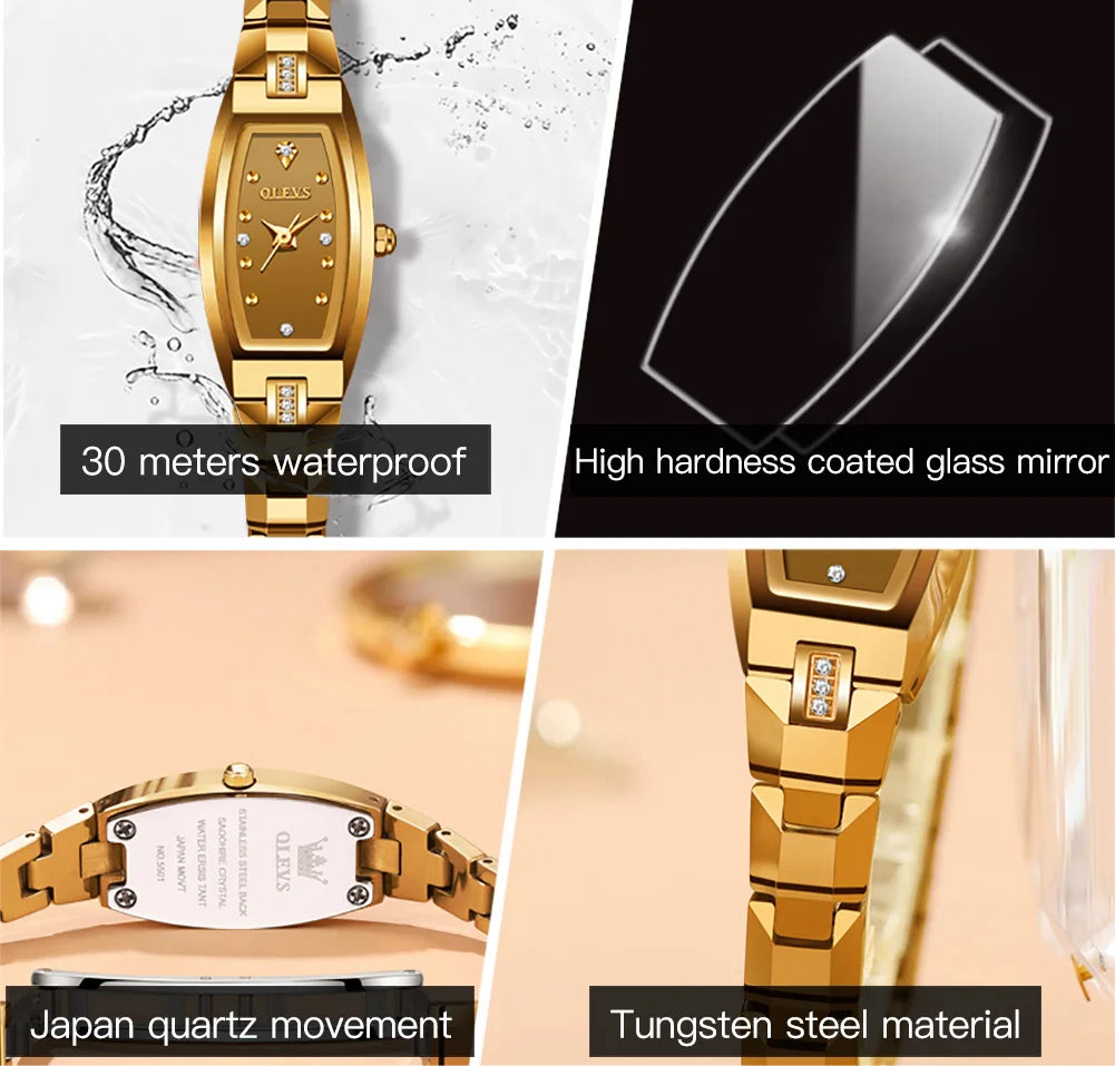 OLEVS E59BB | Luxury Gold Watch | Small Diamond Dial | Women’s Classic Fashion.