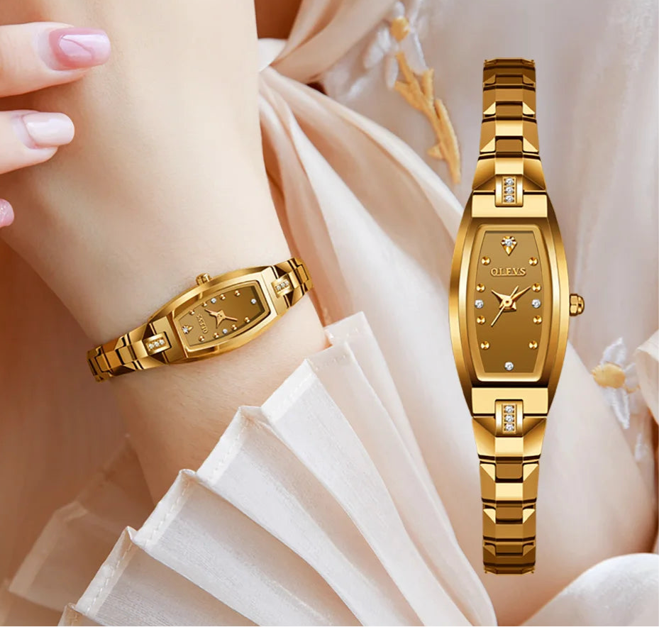 OLEVS E59BB | Luxury Gold Watch | Small Diamond Dial | Women’s Classic Fashion.