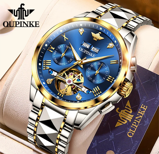OUPINKE - Automatic Mechanical Watch for Men | 50M Waterproof | Sapphire Mirror | Luxury High Level Wristwtch.