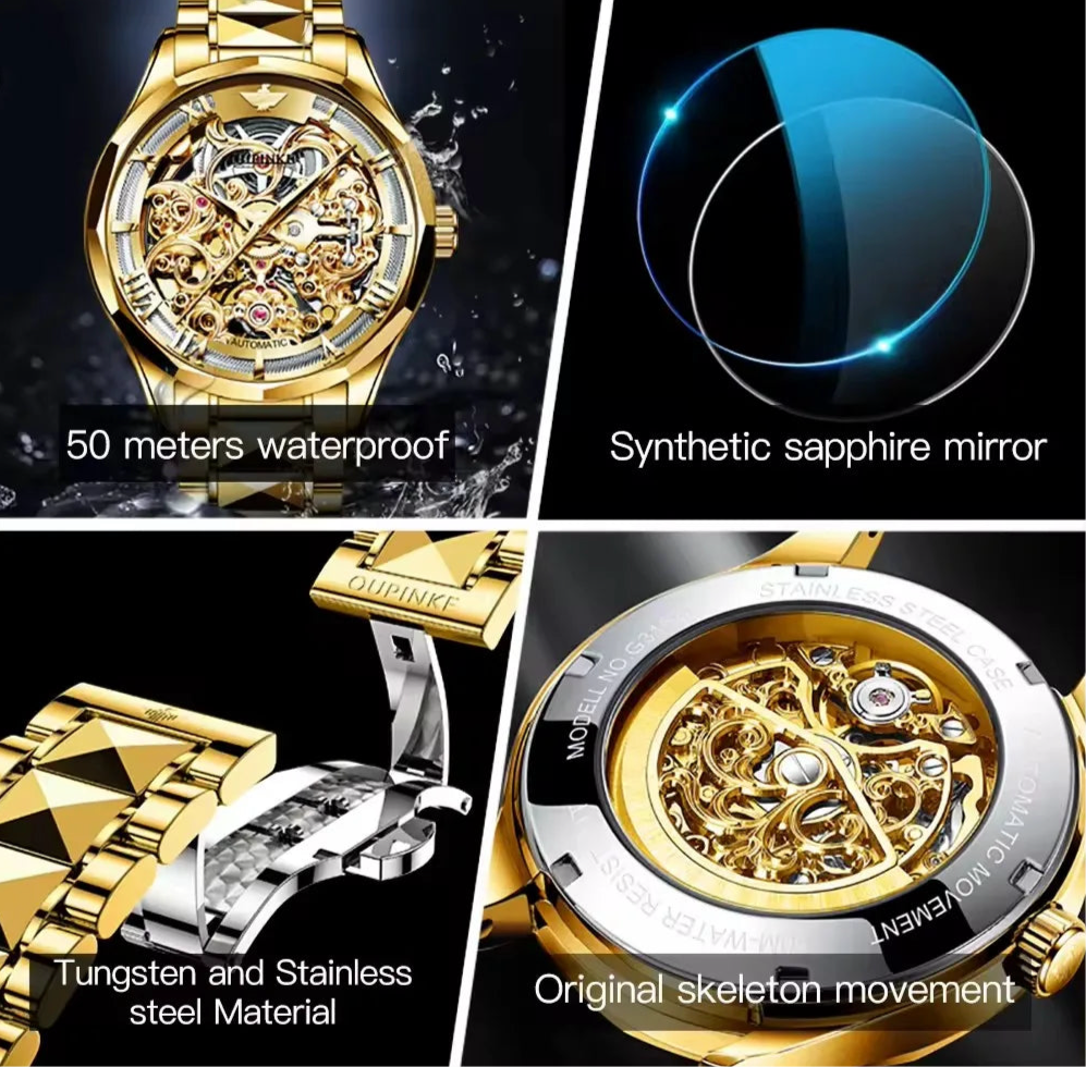 OUPINKE 3168 | Luxury Hollow-Out Mechanical Men’s Watch