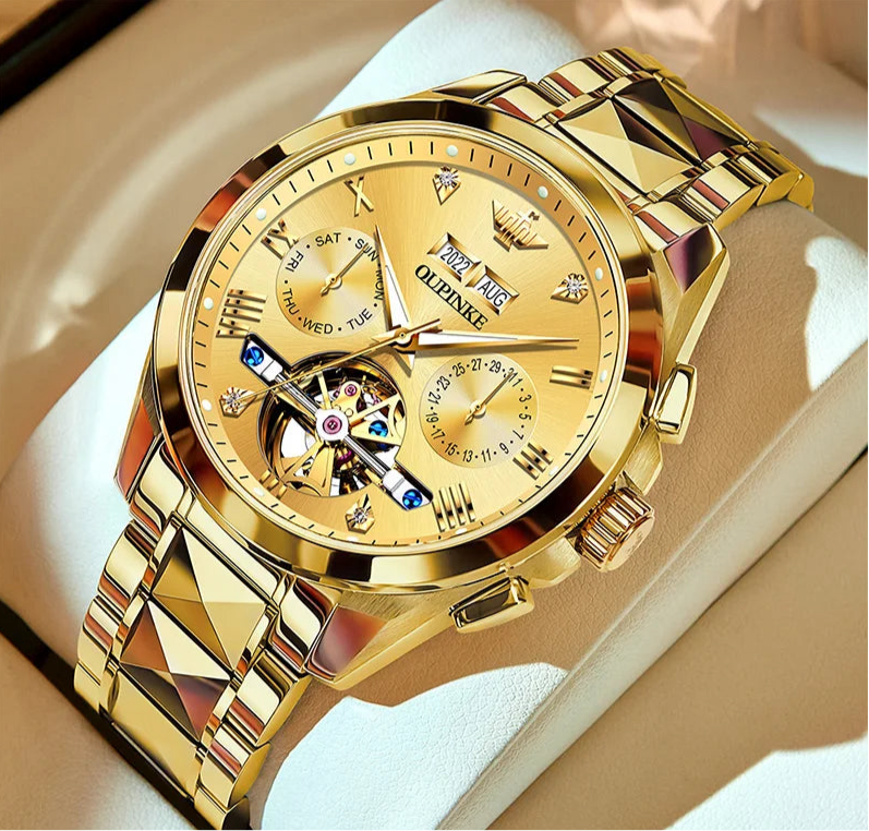OUPINKE - Automatic Mechanical Watch for Men | 50M Waterproof | Sapphire Mirror | Luxury High Level Wristwtch.