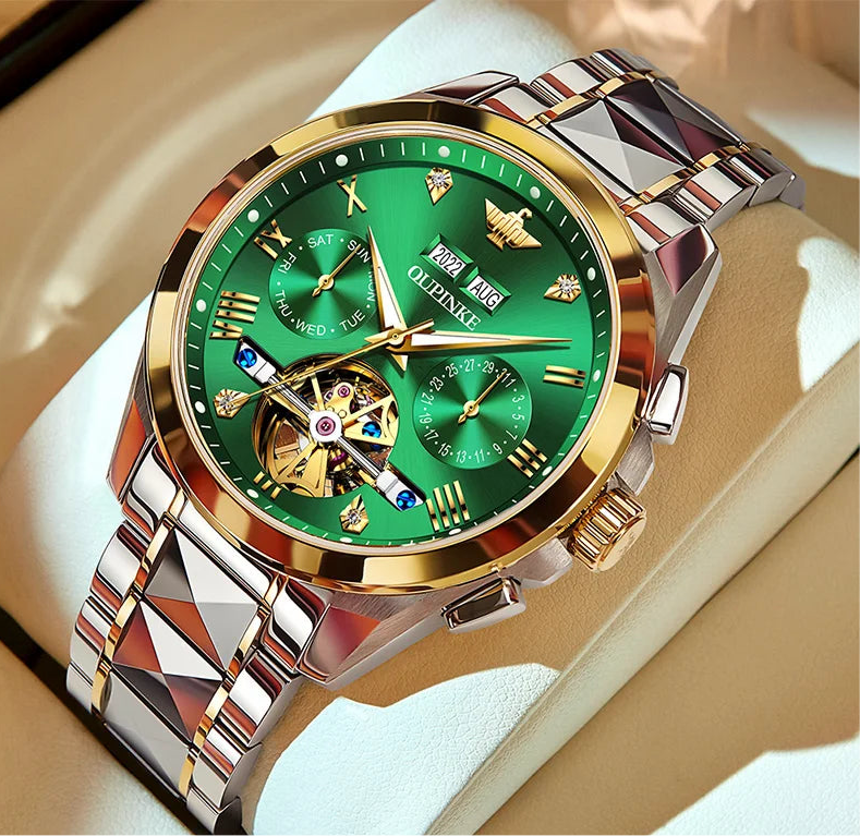 OUPINKE - Automatic Mechanical Watch for Men | 50M Waterproof | Sapphire Mirror | Luxury High Level Wristwtch.