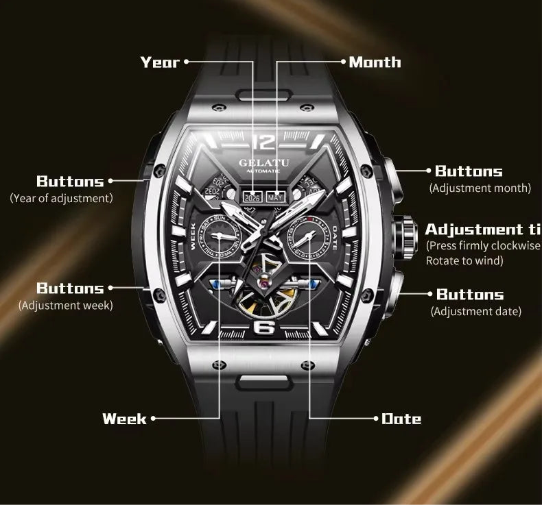 GELATU 6013 | Luxury Mechanical Timepiece for Men.