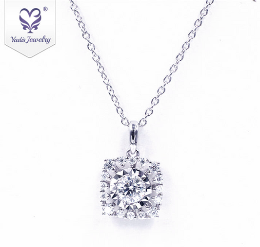YADIS-2023 | Luxury Fine Sunflower Pendant | 10k White Gold | 16-Inch Length.