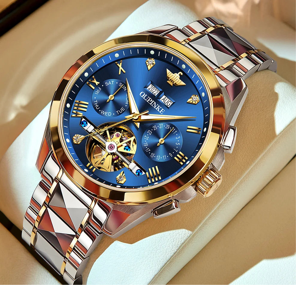 OUPINKE - Automatic Mechanical Watch for Men | 50M Waterproof | Sapphire Mirror | Luxury High Level Wristwtch.