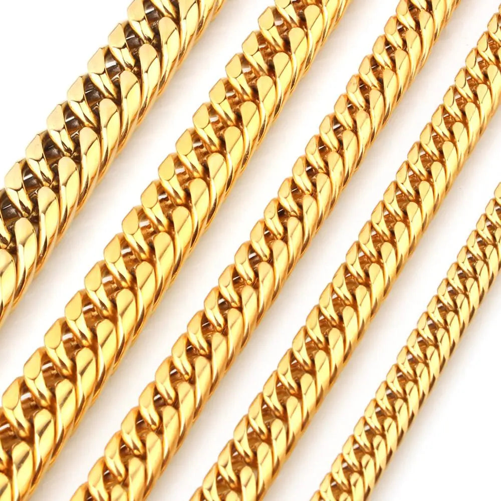 Gold Plated Necklace | Heavy 16-20mm Thick | Cuban Curb Link | Stainless Steel Chain.