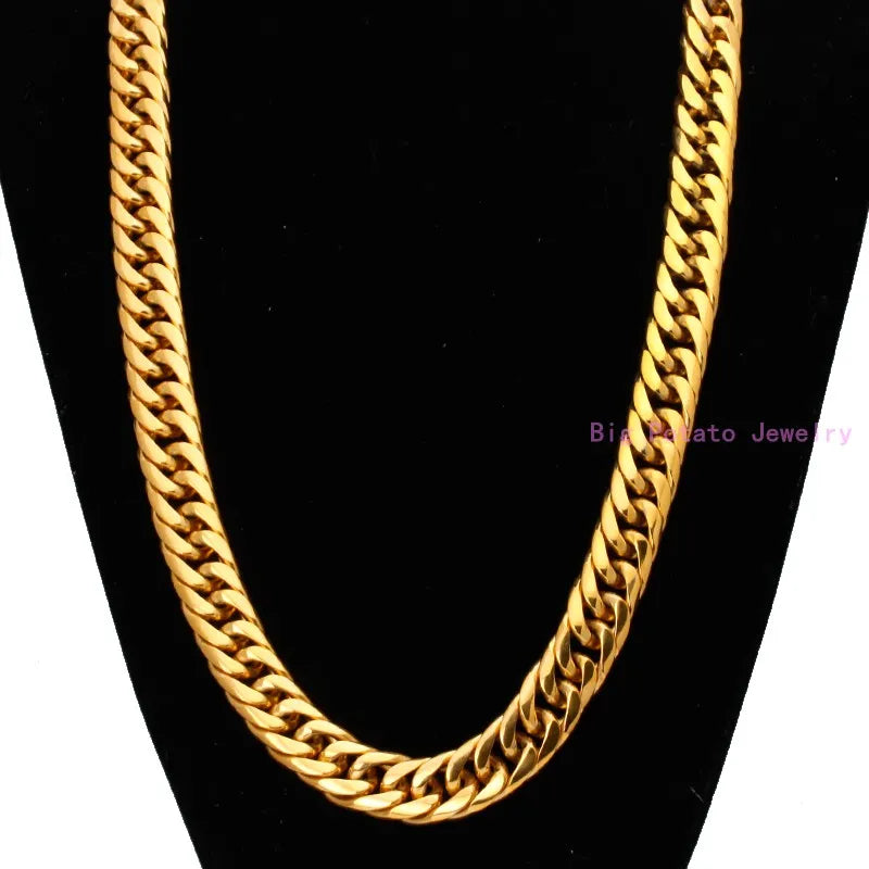 Gold Plated Necklace | Heavy 16-20mm Thick | Cuban Curb Link | Stainless Steel Chain.