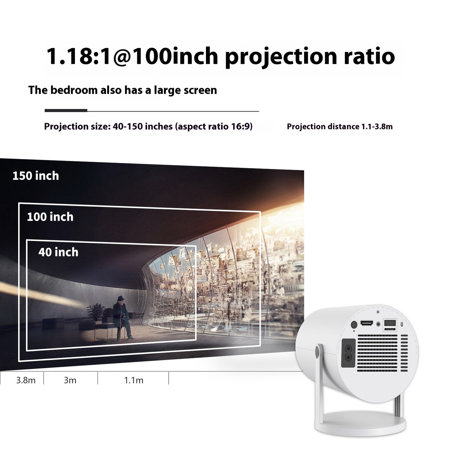 HY300 - Smart Mini Projector – 180° Rotation, Auto Focus, 5G WiFi, Android.